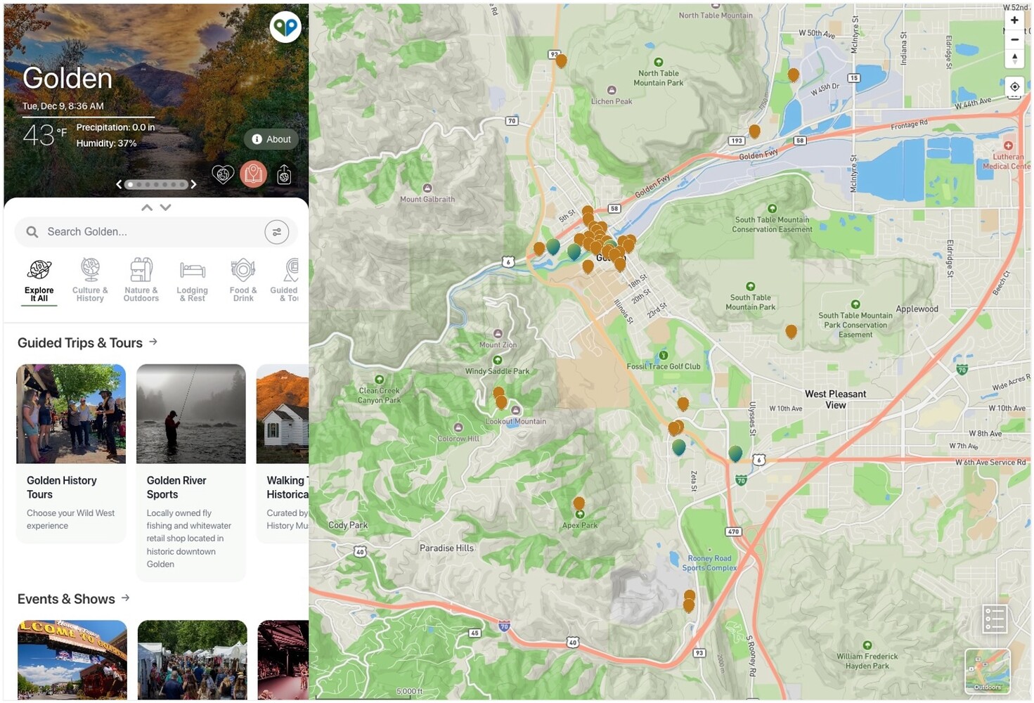 GoGood Golden desktop web app screen  